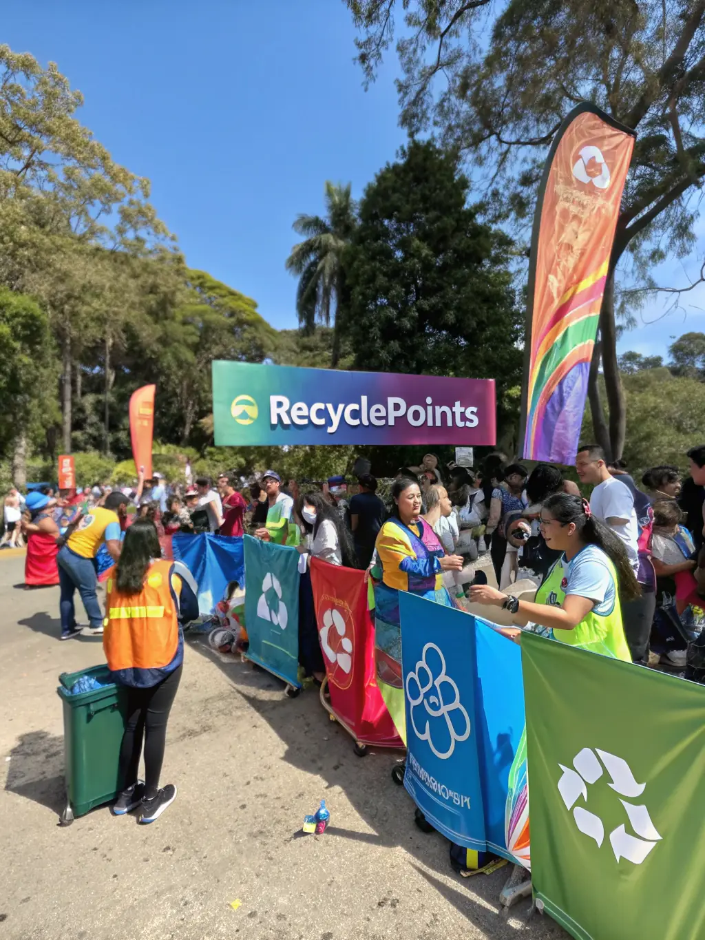 A community recycling event with volunteers sorting materials, showcasing Grenelefe Recyclers' commitment to community engagement.