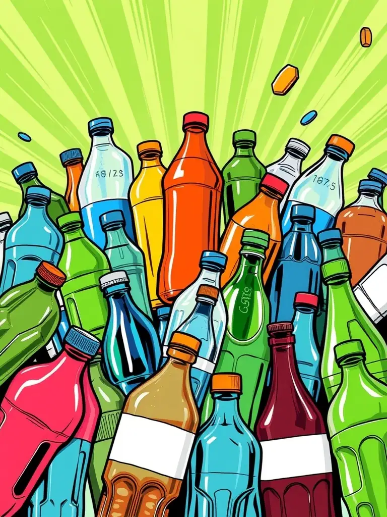 A photo showcasing various types of plastic bottles and containers being sorted at Grenelefe Recyclers, highlighting the different plastic grades accepted.